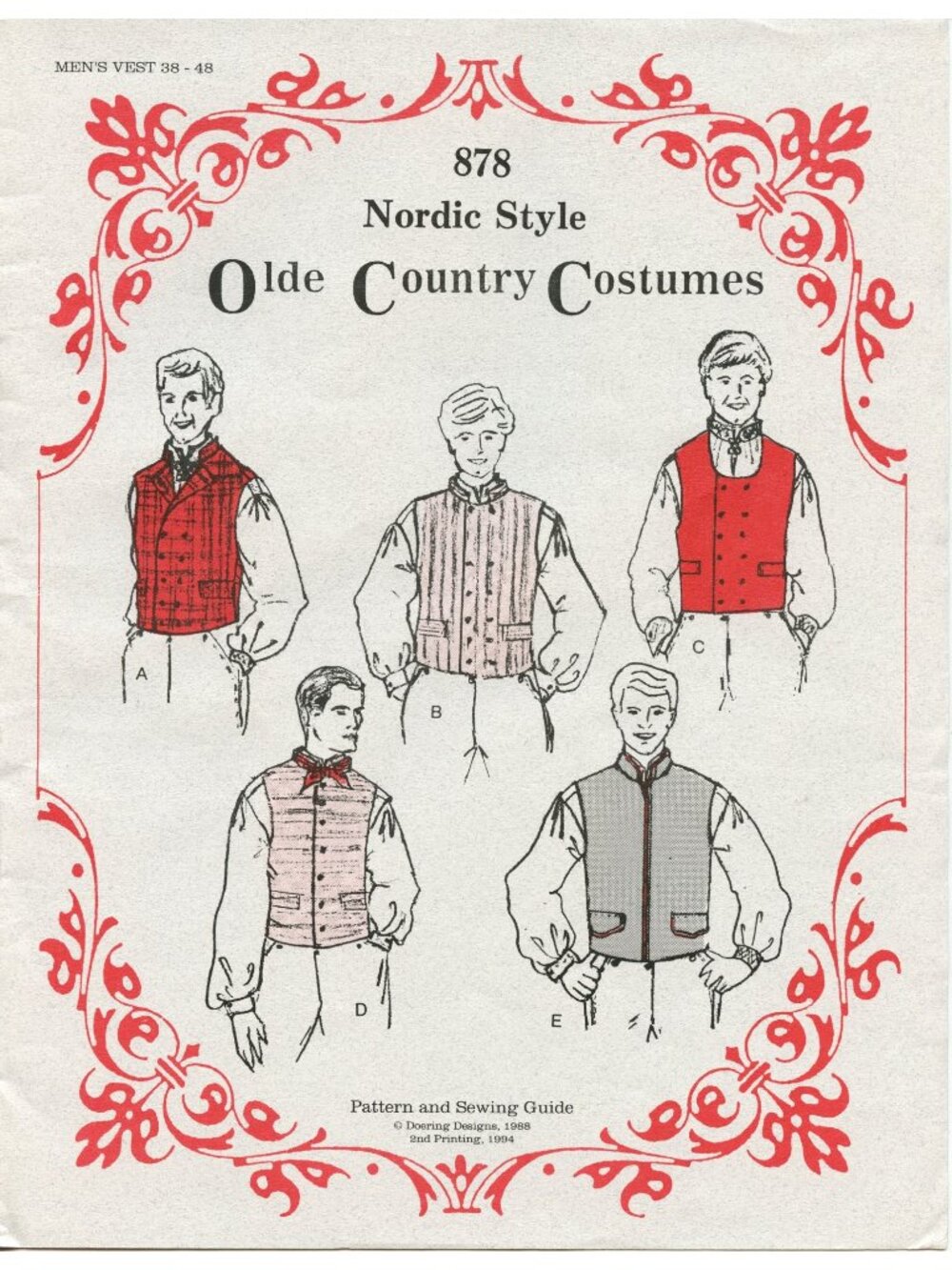 Mens Nordic Vest Sewing Pattern Multi-Sized 38-48 Nordic Style Olde Country